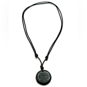 Vintage Mayan AJ Glyph Carved Stone Amulet – Guatemala